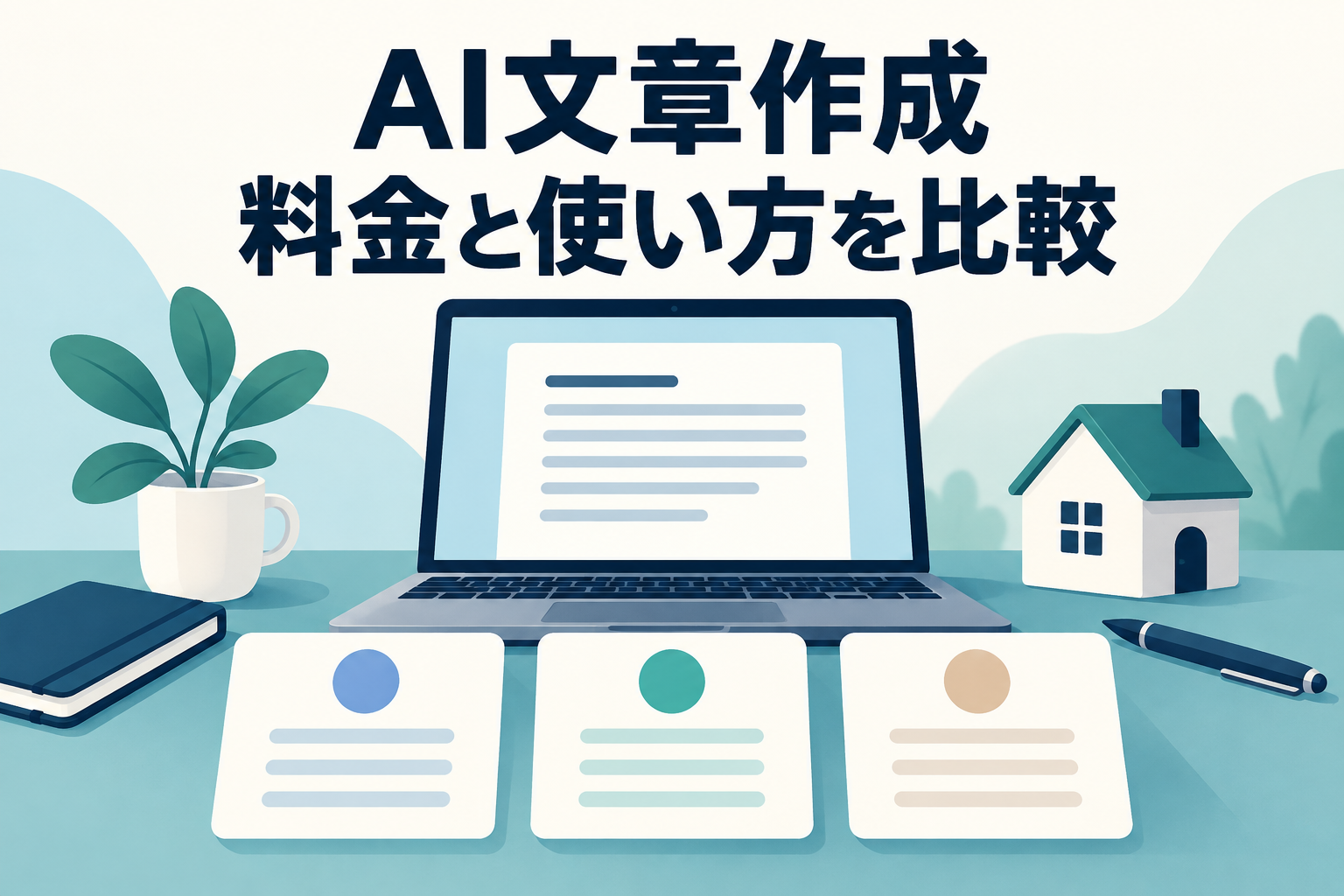 AI文章作成の料金と使い方を比較するイメージ